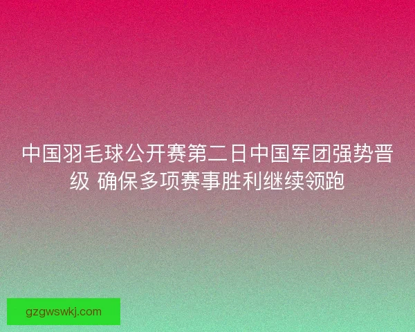 中国羽毛球公开赛第二日中国军团强势晋级 确保多项赛事胜利继续领跑